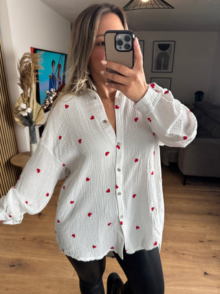 Musselin Bluse Fiorenza mit Herzprint