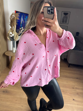 Musselin Bluse Fiorenza mit Herzprint