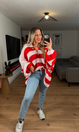 Cardigan Althira mit Knöpfen Gestreift