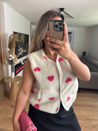 Teddyfell Weste Lilwen mit Herzmuster