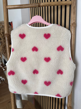 Teddyfell Weste Lilwen mit Herzmuster