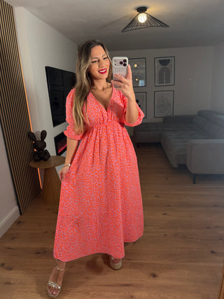 Musselin Maxikleid Leo Azalea Langarm