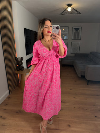 Musselin Maxikleid Leo Azalea Langarm