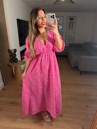 Musselin Maxikleid Leo Azalea Langarm