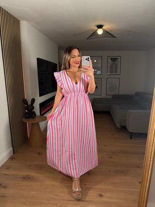 Musselin Maxikleid Alira Gestreift