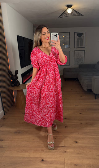 Musselin Maxikleid Leo Azalea Langarm