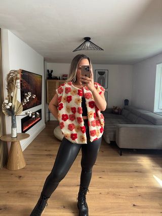 Teddyfell Weste Orelle mit Blumenmuster