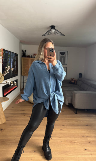 Musselin Bluse Saphie Oversize Lang