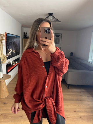 Musselin Bluse Saphie Oversize Lang