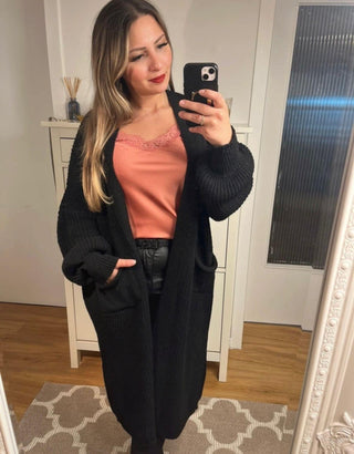 Strickjacke Nele Lang Schwarz