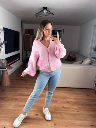 Jacke Flower Power Kurz Rosa/Pink