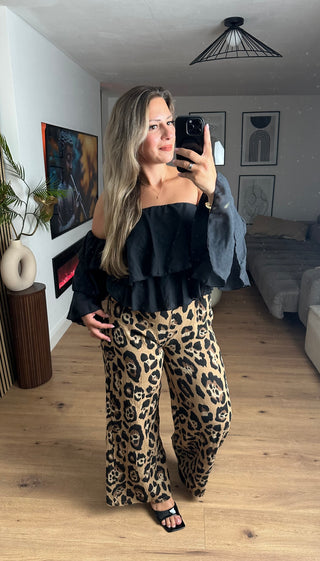 Volant Crop Top Schwarz