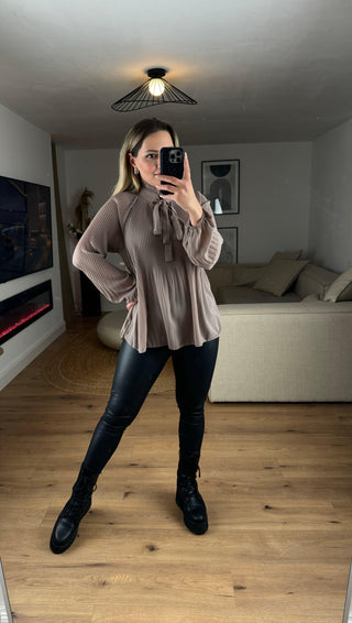 Bluse mit Schleife Zoyla Taupe