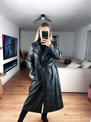Kunstleder Mantel Bianca Schwarz