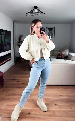 Jacke Frida Bomber Kurz Creme