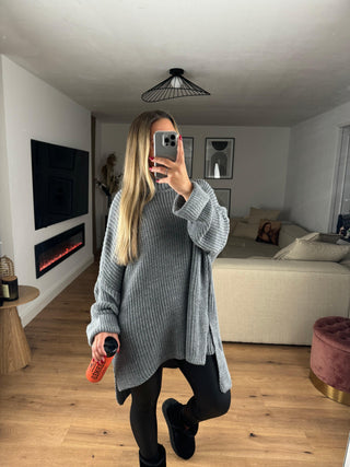 Pullover Elli Vokuhila Oversize Grau