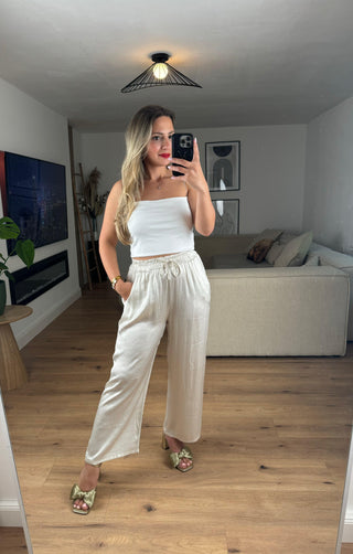 Satin Hose Agnes Weiß
