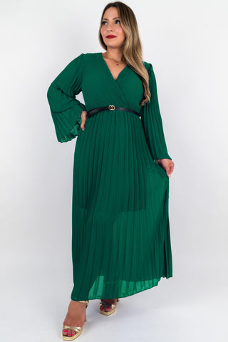 Plissee Maxikleid Valentina Tannengrün